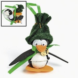 12 Metal Jingle Bell And Wooden Penguin Ornament Craft Kits